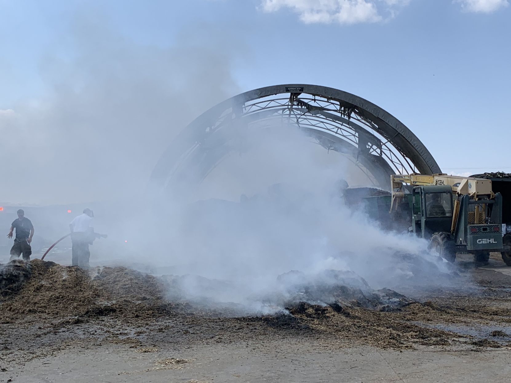 Hay barn fire